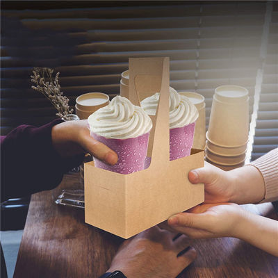 Eco Friendly Disposable Coffee Paper Cups Holder 20X14X27.5cm 2 4 6 Pack Can Carrier