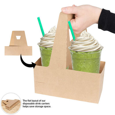 Eco Friendly Disposable Coffee Paper Cups Holder 20X14X27.5cm 2 4 6 Pack Can Carrier